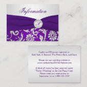 D'accompagnement Carte Monogramme Purple et Argent Damask Info (Devant / Derrière)