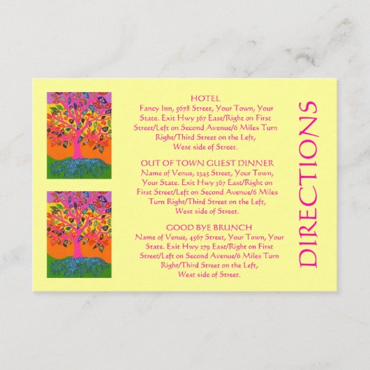 D'accompagnement Carte 'Out Of Town Guest DIRECTIONS' (petit rec) (Devant)