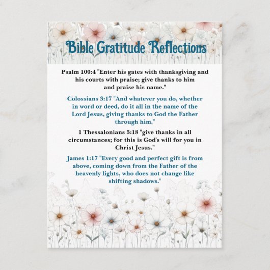 D'accompagnement Carte personnalisable Gratitude Bible Reflections (Devant)