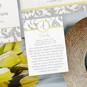 D'accompagnement Carte Place Direction Mariage damassé Iris Jaune