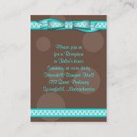 Carte Pois Bat mitzvah Aqua & Brown