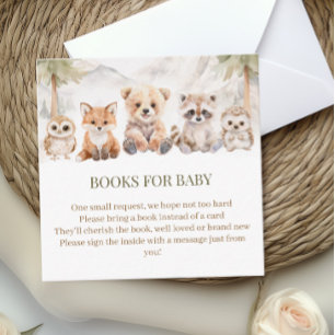 D'accompagnement Carte pour Baby Shower 'Livres pour Bébé' Bois Cha