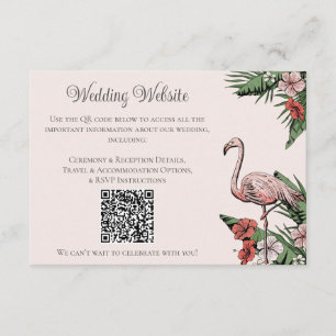 D'accompagnement Carte QR de mariage tropical flamant rose avec far