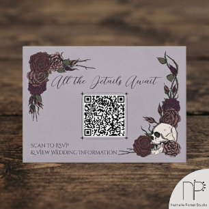 D'accompagnement Carte QR Dusty Plum Floral Skull & Ink