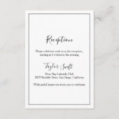 D'accompagnement Carte Réception Mariage Minimaliste (Devant)