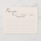 D'accompagnement Carte Recette Fête des mariées Script Minimaliste. (Devant)