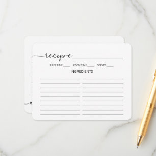 D'accompagnement Carte Recette Fête des mariées Script Minimaliste.