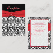 D'accompagnement Carte rouge de réception Black Damask avec Poppy (Devant / Derrière)