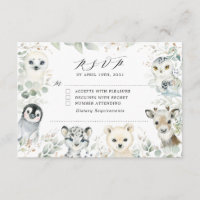 Carte RSVP Baby shower pour animaux de l'Arctique