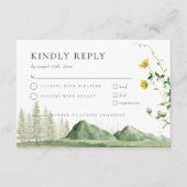D'accompagnement Carte RSVP Boho Fleur sauvage Forest Mountain Wedd (Devant)