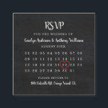 D'accompagnement Carte RSVP Calendrier Chalkboard moderne<br><div class="desc">Personnalisez facilement ces cartes RSVP avec votre propre libellé en utilisant la section "personnaliser ce modèle". Pour choisir votre propre date, cliquez sur le lien "customiser plus loin" et déplacez le coeur à la date que vous souhaitez. Vous pouvez également modifier le libellé et la couleur de coeur pour adapter...</div>