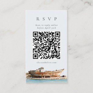 D'accompagnement Carte RSVP Code QR Bateau Côte Croate en Terracott