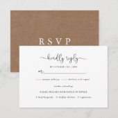 D'accompagnement Carte RSVP de mariage Brown Kraft simple et rustiq (Devant / Derrière)