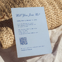 Carte RSVP de mariage Cold Blue avec code QR