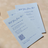 D'accompagnement Carte RSVP de mariage Cold Blue avec code QR