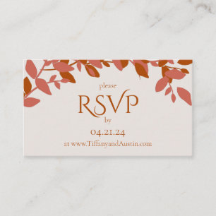 D'accompagnement Carte RSVP de mariage moderne Feuille en terre cui