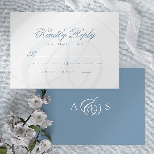D'accompagnement Carte RSVP de mariage officiel bleu Dusty
