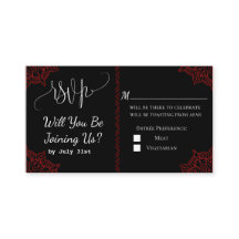 Carte RSVP de mariage rouge noir indien