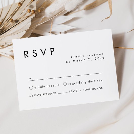 D'accompagnement Carte RSVP de mariage simple moderne