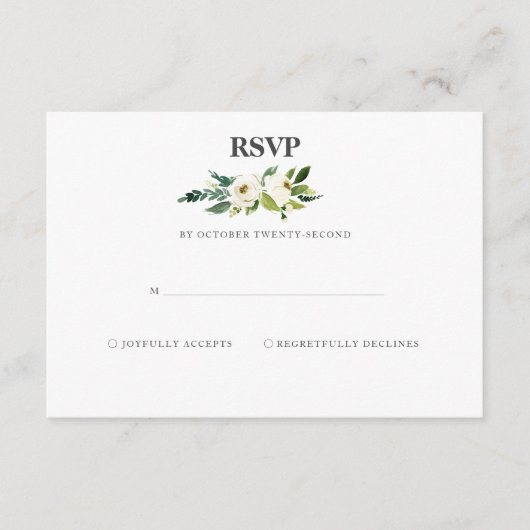 D'accompagnement Carte RSVP en fleurs blanches (Devant)