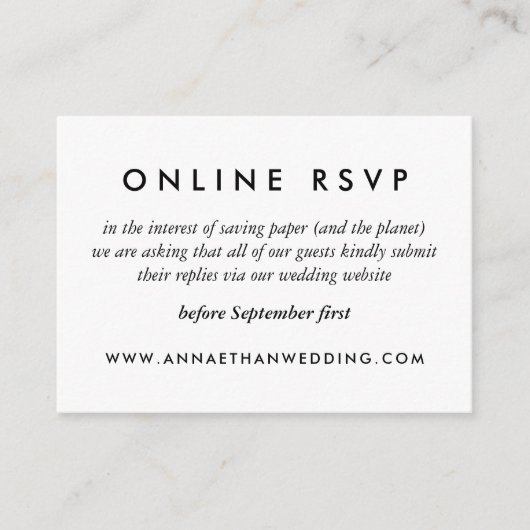 D'accompagnement Carte RSVP en ligne de Mariage noir et blanc de ba (Devant)