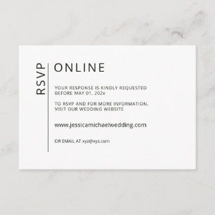 D'accompagnement Carte RSVP en ligne minimaliste noir sur blanc