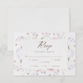D'accompagnement Carte RSVP Fleur sauvage Calligraphie aquarelle (Devant / Derrière)