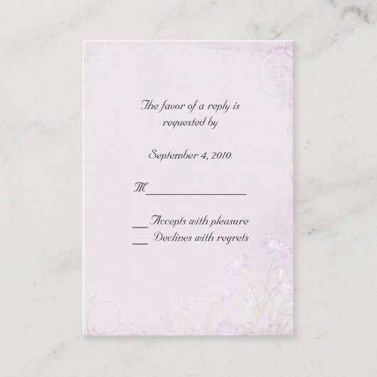 D'accompagnement Carte RSVP florale Lavender (Devant)