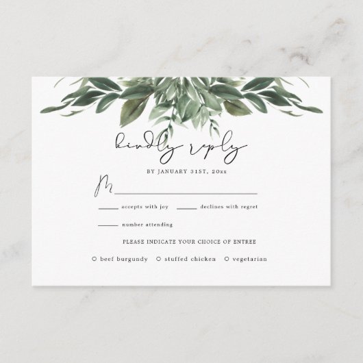 D'accompagnement Carte RSVP Foliage Leaf Wedding (Devant)
