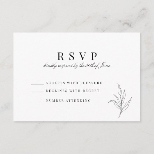 D'accompagnement Carte RSVP minimaliste (Devant)