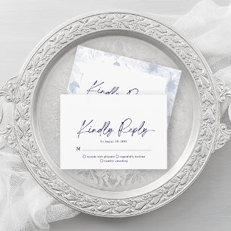 D'accompagnement Carte RSVP minimaliste Dusty Blue Floral