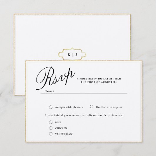 D'ACCOMPAGNEMENT CARTE RSVP MODERNE ET ROMANTIQUE DE MARIAGE CALLIG (Devant / Derrière)