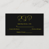 D'accompagnement carte rsvp noir mandala or (Devant)