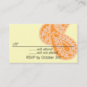 D'accompagnement Carte RSVP Orange Paisley - changer la couleur arr