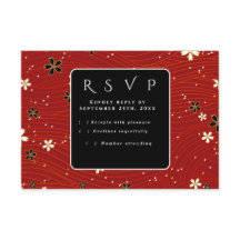 Carte RSVP Papier Washi Rouge
