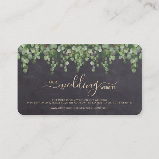 D'accompagnement Carte RSVP Russe Mariage Eucalyptus Code QR (Devant)