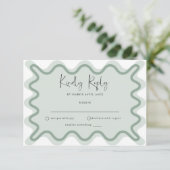 D'accompagnement Carte RSVP Sage Green Wavy Border (Debout devant)