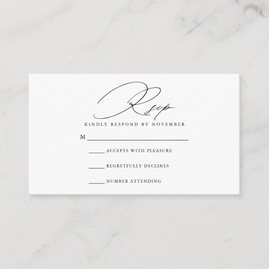 D'accompagnement Carte RSVP Script Moderne (Devant)