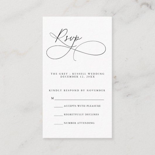D'accompagnement Carte RSVP Script Moderne (Devant)