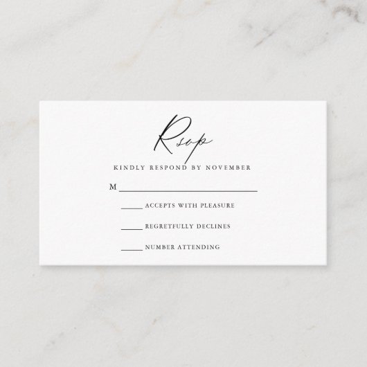 D'accompagnement Carte RSVP Script Moderne (Devant)