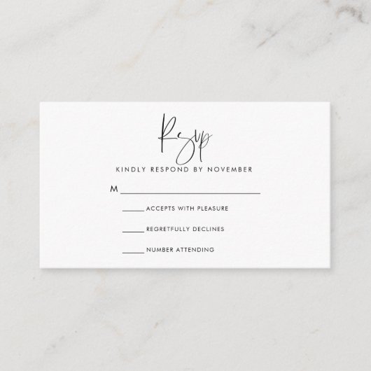 D'accompagnement Carte RSVP Script Moderne (Devant)
