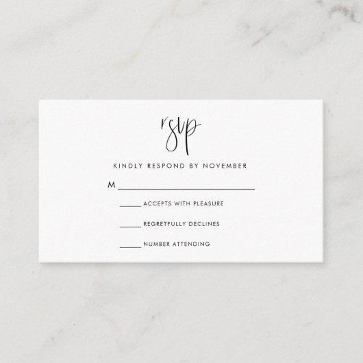 D'accompagnement Carte RSVP Script Moderne (Devant)
