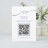 D'accompagnement Carte RSVP simple Chic Navy Blue QR Code Mariage (Debout devant)