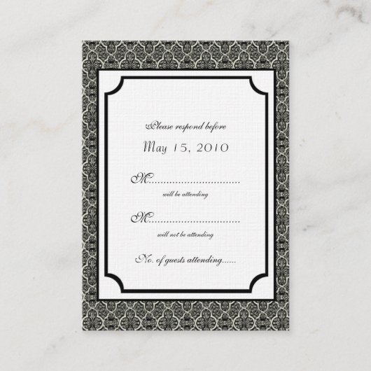 D'accompagnement Carte RSVP simple Damask classique (Devant)