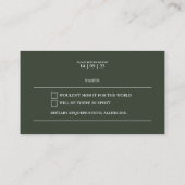 D'accompagnement Carte RSVP simple moderne foncé vert (Dos)
