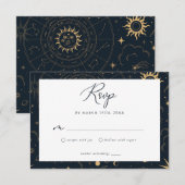 D'accompagnement Carte RSVP Soleil céleste et étoiles Lune (Devant / Derrière)