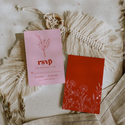 D'accompagnement Carte RSVP super Retro Floral