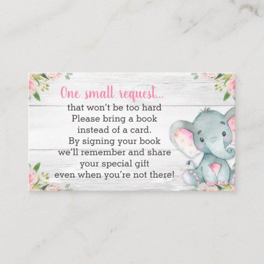 D'accompagnement Carte Rustic Elephant Baby shower Book (Devant)