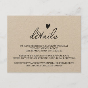 D'accompagnement Carte RUSTIC MARIAGE Details