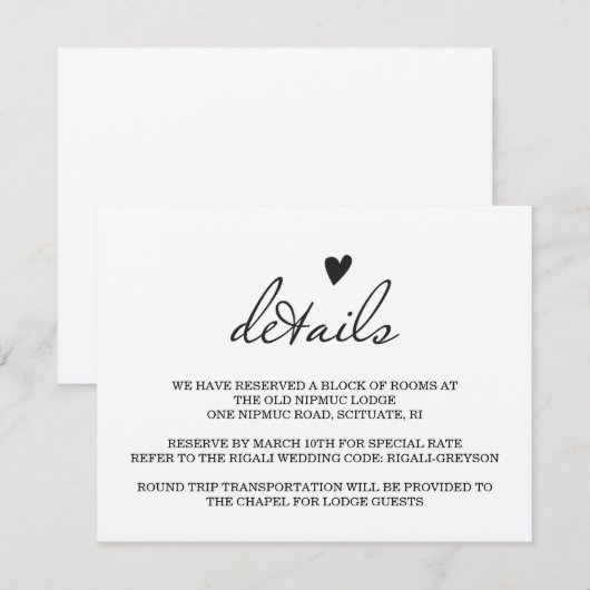 D'accompagnement Carte RUSTIC MARIAGE Details (Devant / Derrière)